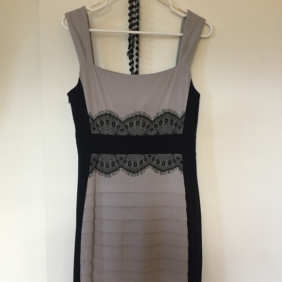Beige and black lace elegant evening dress - Picture 9 of 10